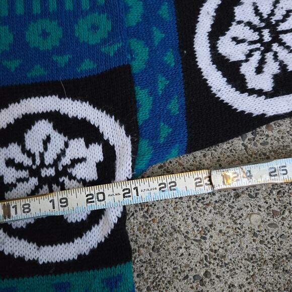 Vtg 90s CABIN CREEK Floral Geometric Stripe Pattern Crewneck Sweater Lg USA Made - Picture 5 of 6